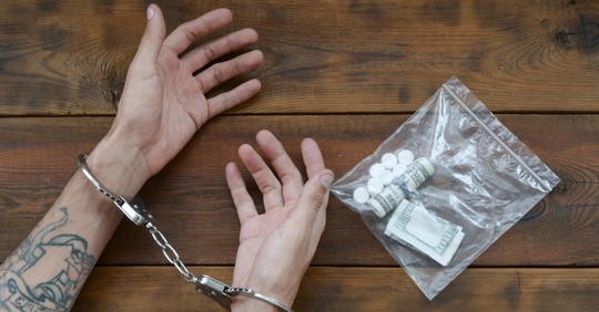 handcuffed hands arrested for drugs